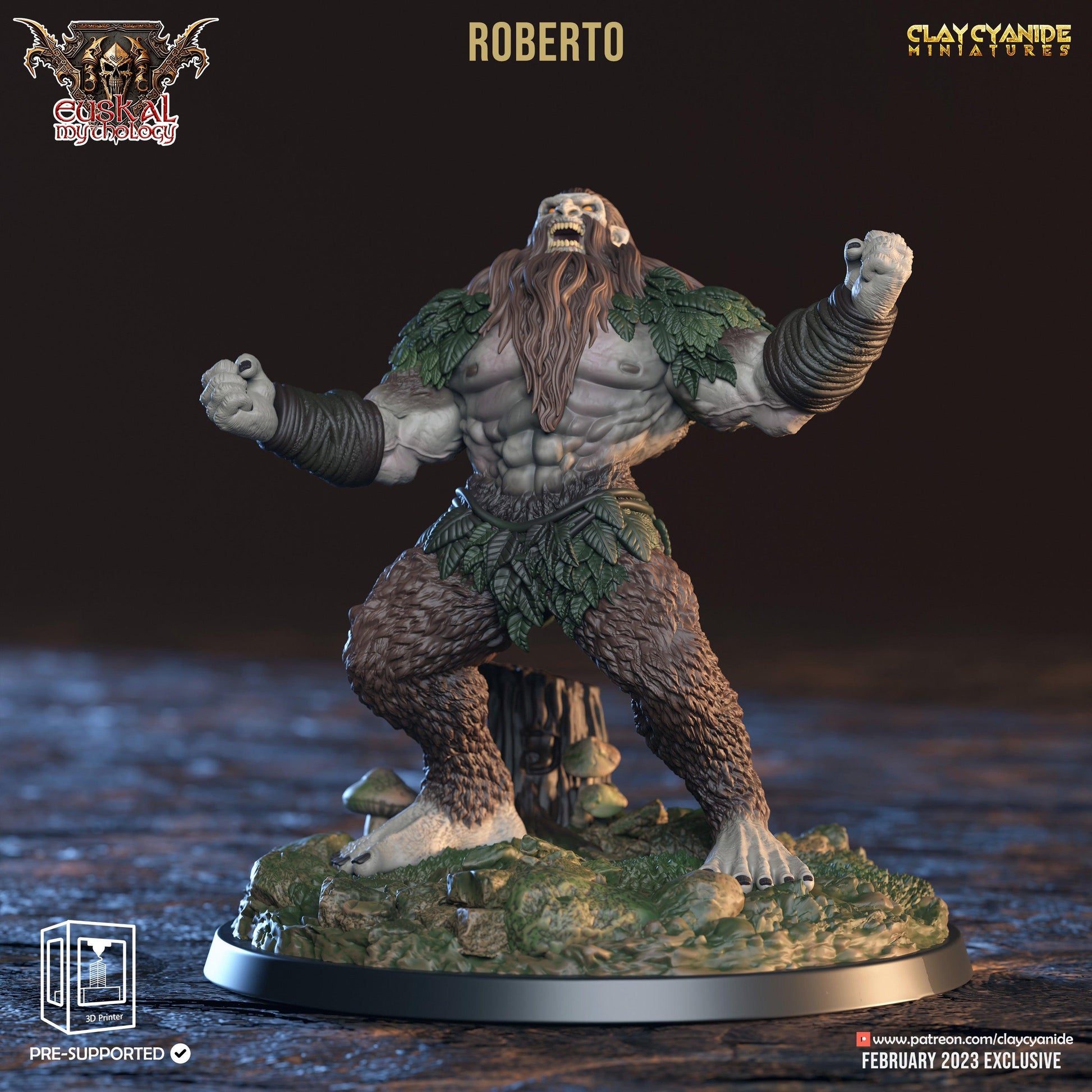 3D Printed Clay Cyanide Roberto Basajaun Euskal Mythology 28 32 mm D&D - 3D Printing Boss 