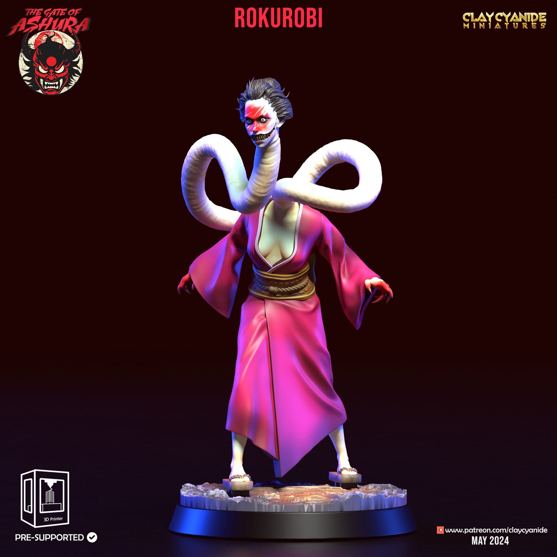 3D Printed Clay Cyanide Rokurobi The Gate of Ashura 28 32 mm D&D - 3D Printing Boss 