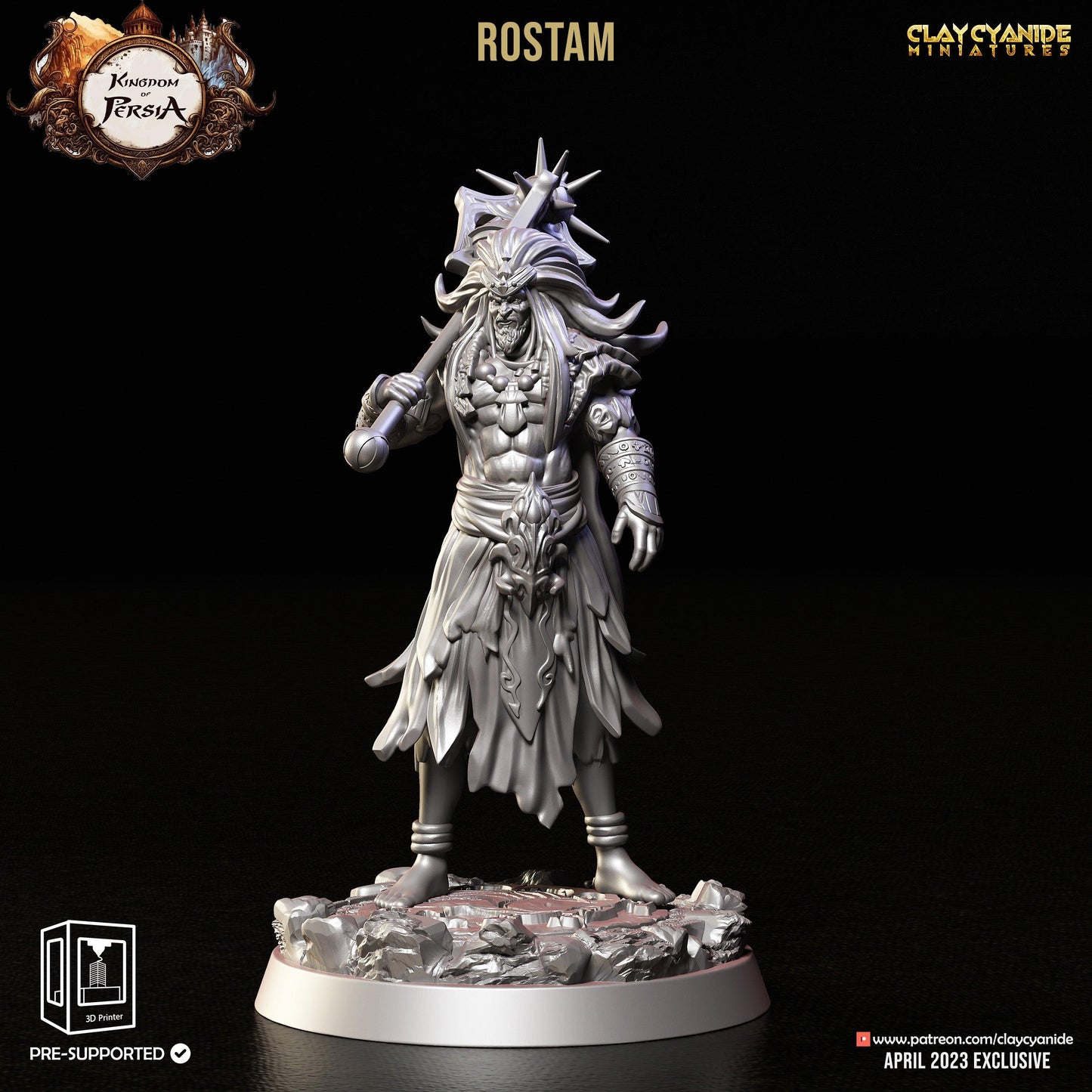 3D Printed Clay Cyanide Rostam Kingdom of Persia 28 32 mm D&D - 3D Printing Boss 