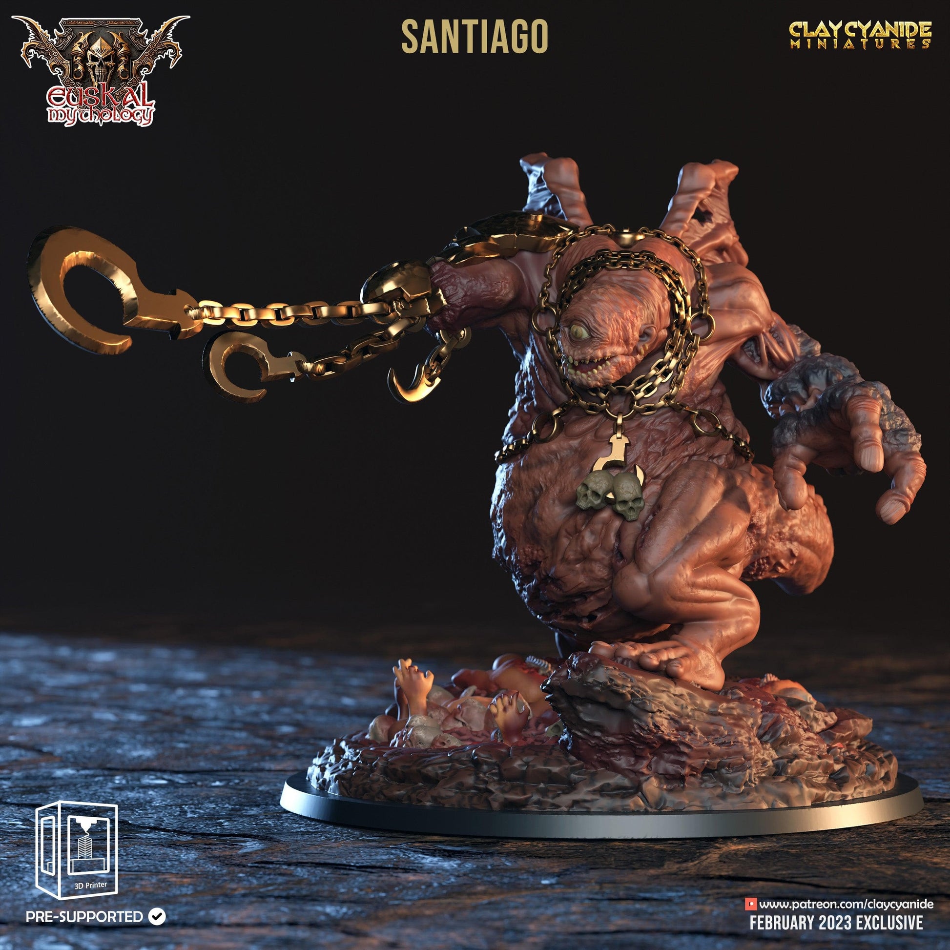 3D Printed Clay Cyanide Santiago Tartalo Euskal Mythology 28 32 mm D&D - 3D Printing Boss 