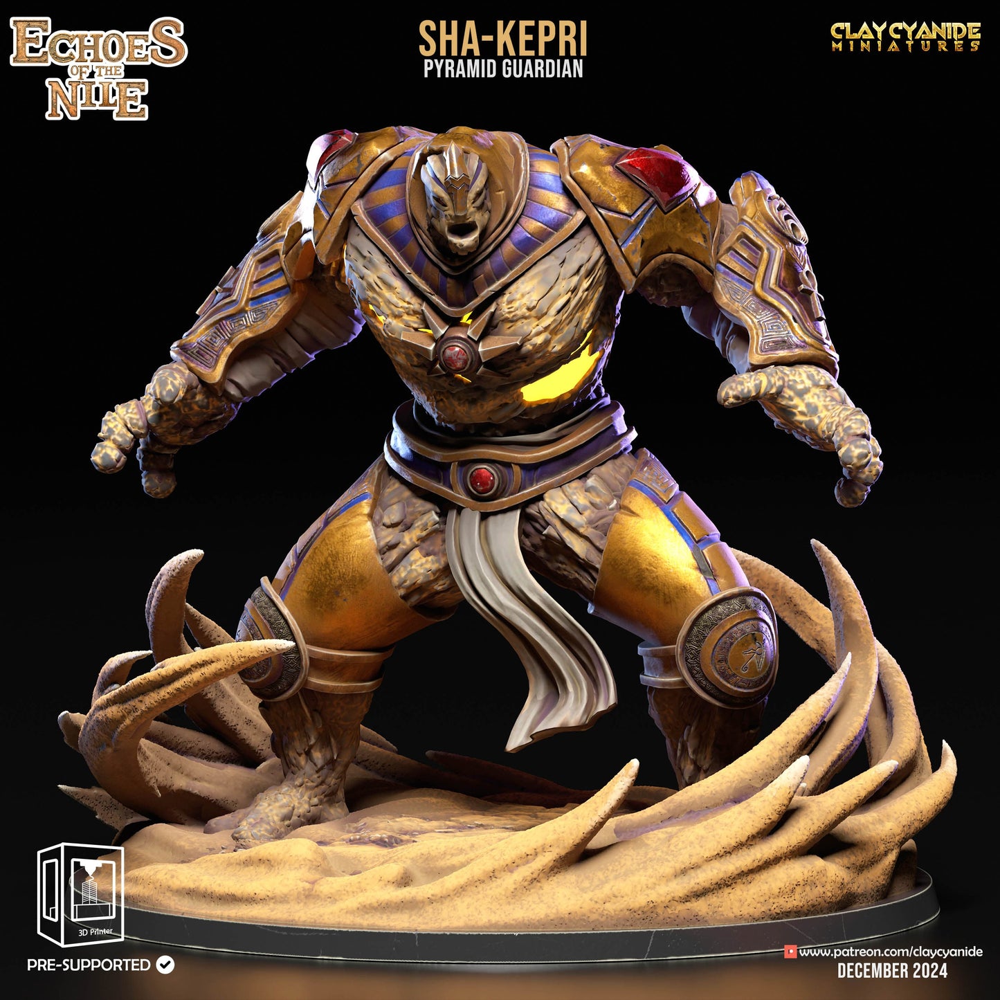 3D Printed Clay Cyanide Sha-Kepri Pyramid Guardian Echoes of the Nile 28 32 mm D&D - 3D Printing Boss 