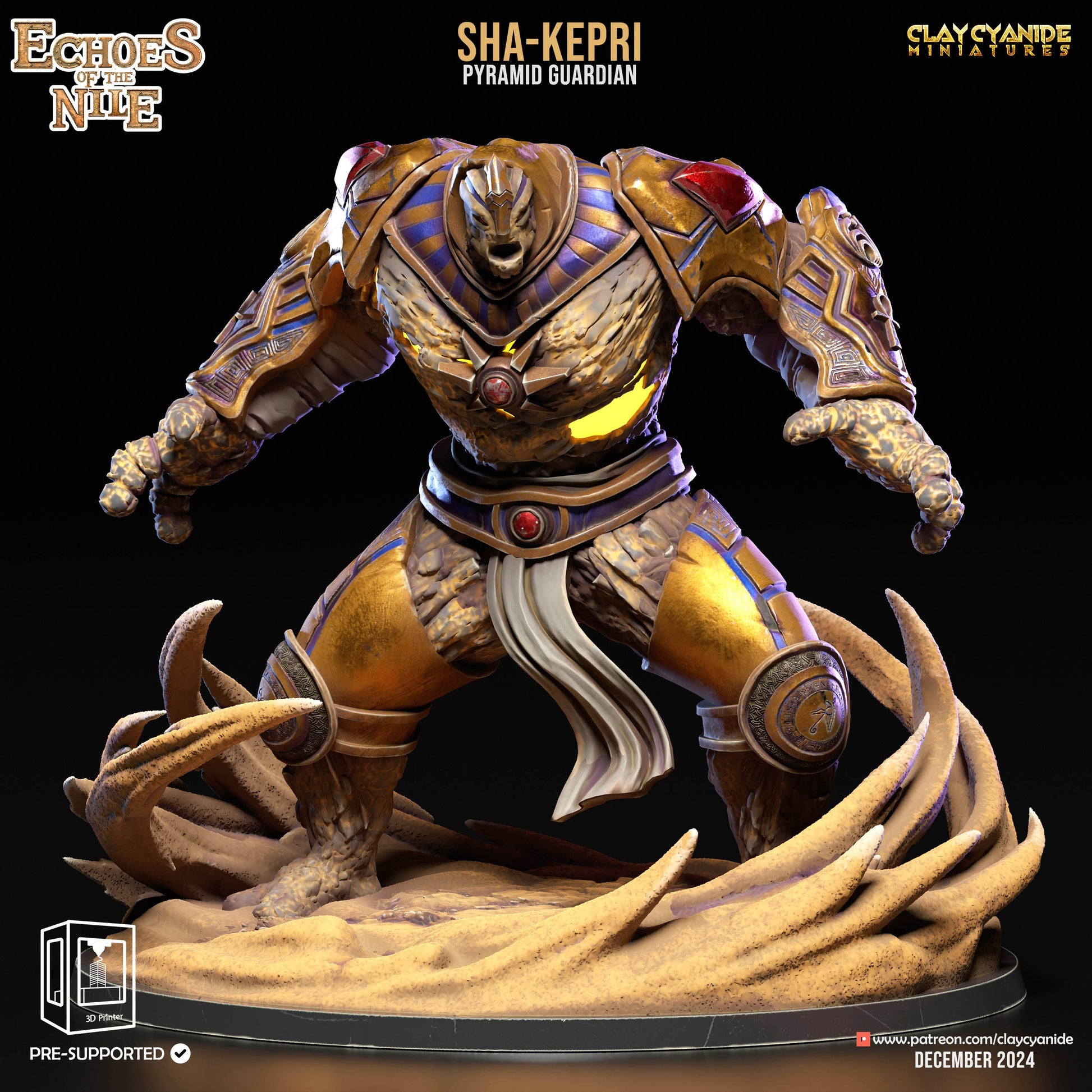 3D Printed Clay Cyanide Sha-Kepri Pyramid Guardian Echoes of the Nile 28 32 mm D&D - 3D Printing Boss 