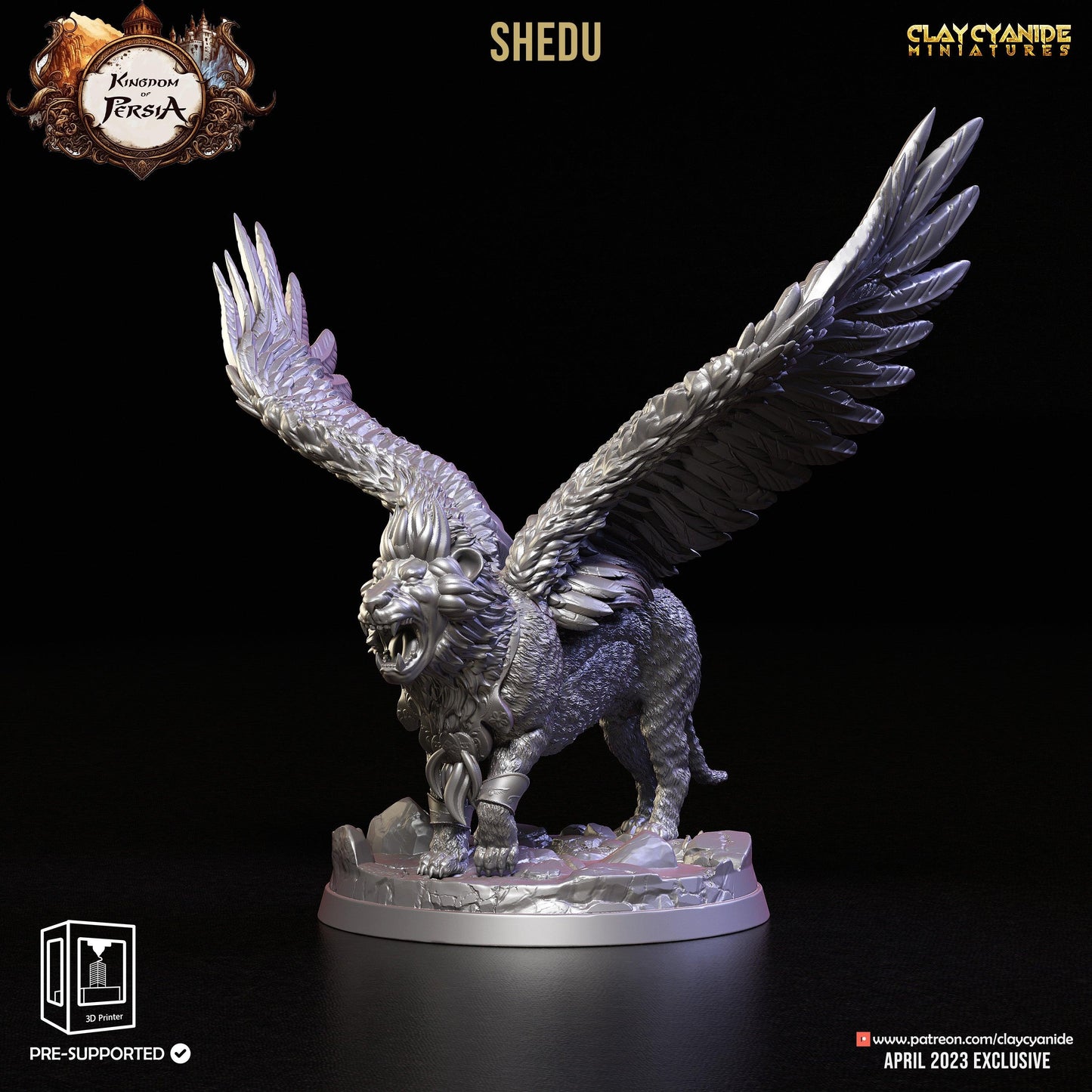 3D Printed Clay Cyanide Shedu Kingdom of Persia 28 32 mm D&D - 3D Printing Boss 