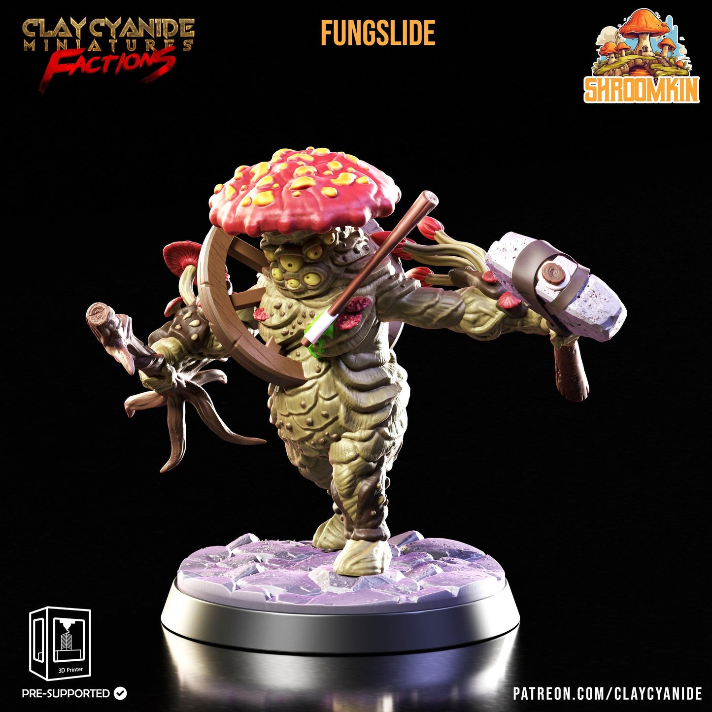 3D Printed Clay Cyanide Shroomkin Factions Tribes 28 32 mm D&D - 3D Printing Boss 