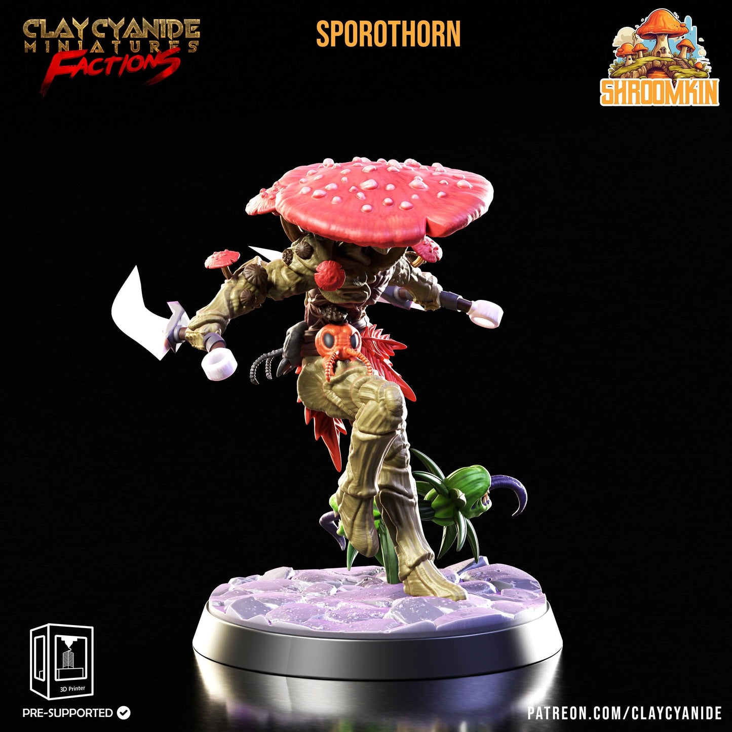 3D Printed Clay Cyanide Shroomkin Factions Tribes 28 32 mm D&D - 3D Printing Boss 
