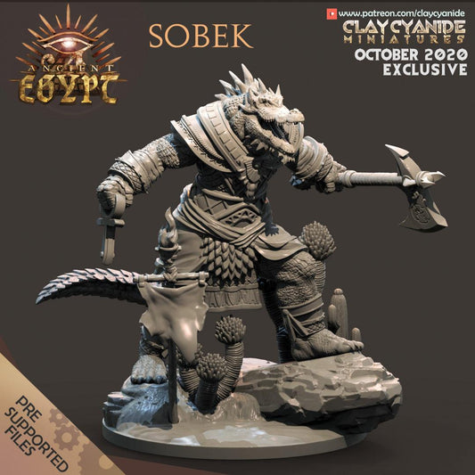 3D Printed Clay Cyanide Sobek Egyptian Mythology 28 32 mm D&D - 3D Printing Boss 