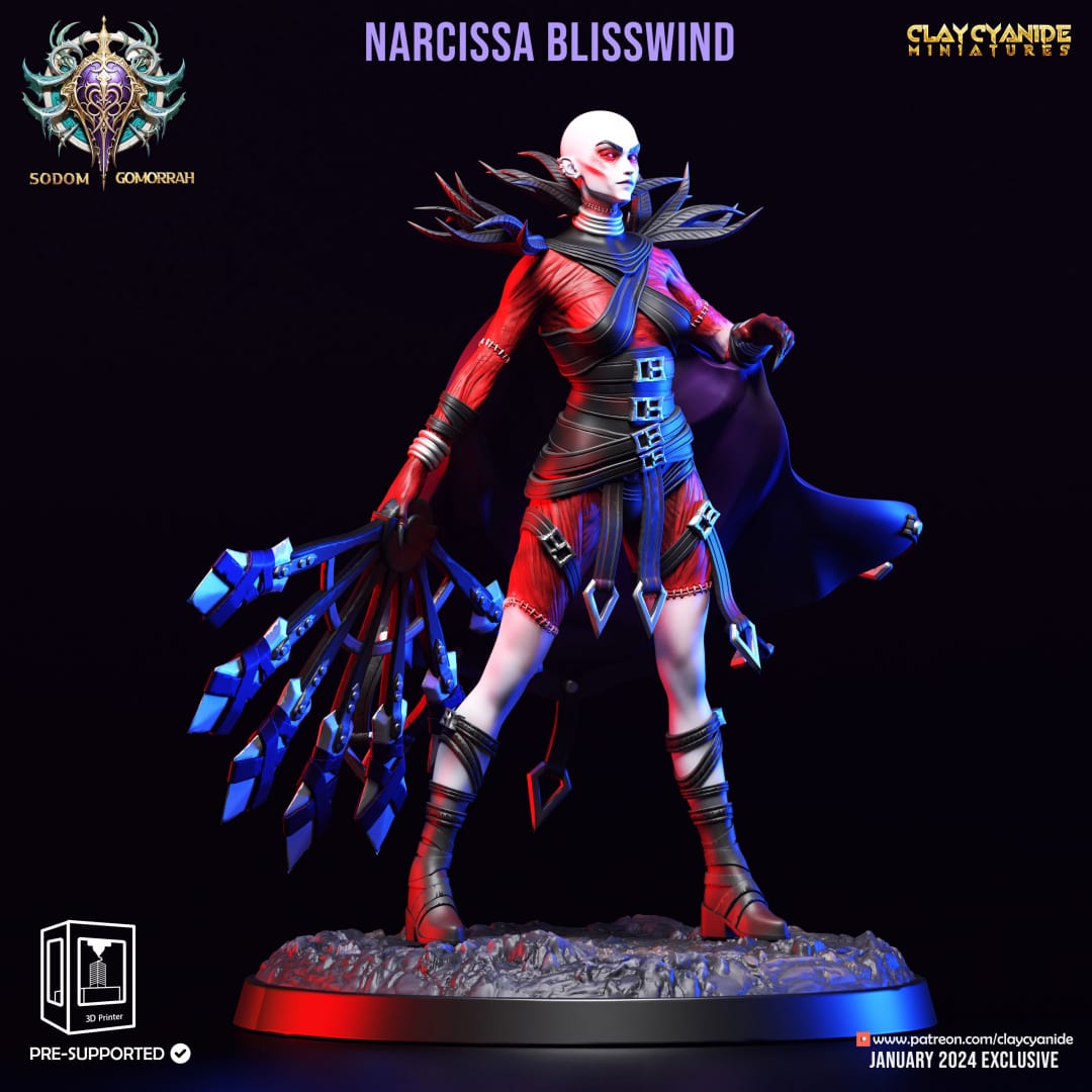 3D Printed Clay Cyanide Sodom Gomorrah - Narcissa Blisswind 28mm 32 mm D&D - 3D Printing Boss 