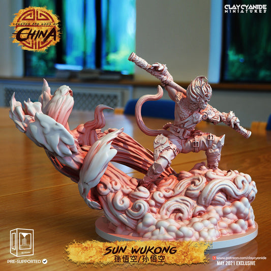 3D Printed Clay Cyanide Sun Wukong Legends and Gods Of China 28 32 mm D&D - 3D Printing Boss 