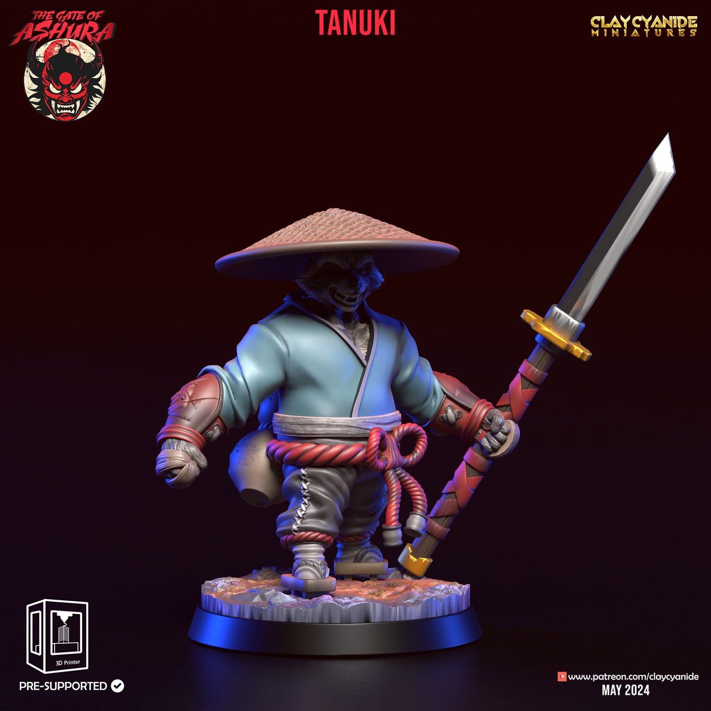3D Printed Clay Cyanide Tanuki Set The Gate of Ashura 28 32 mm D&D - 3D Printing Boss 