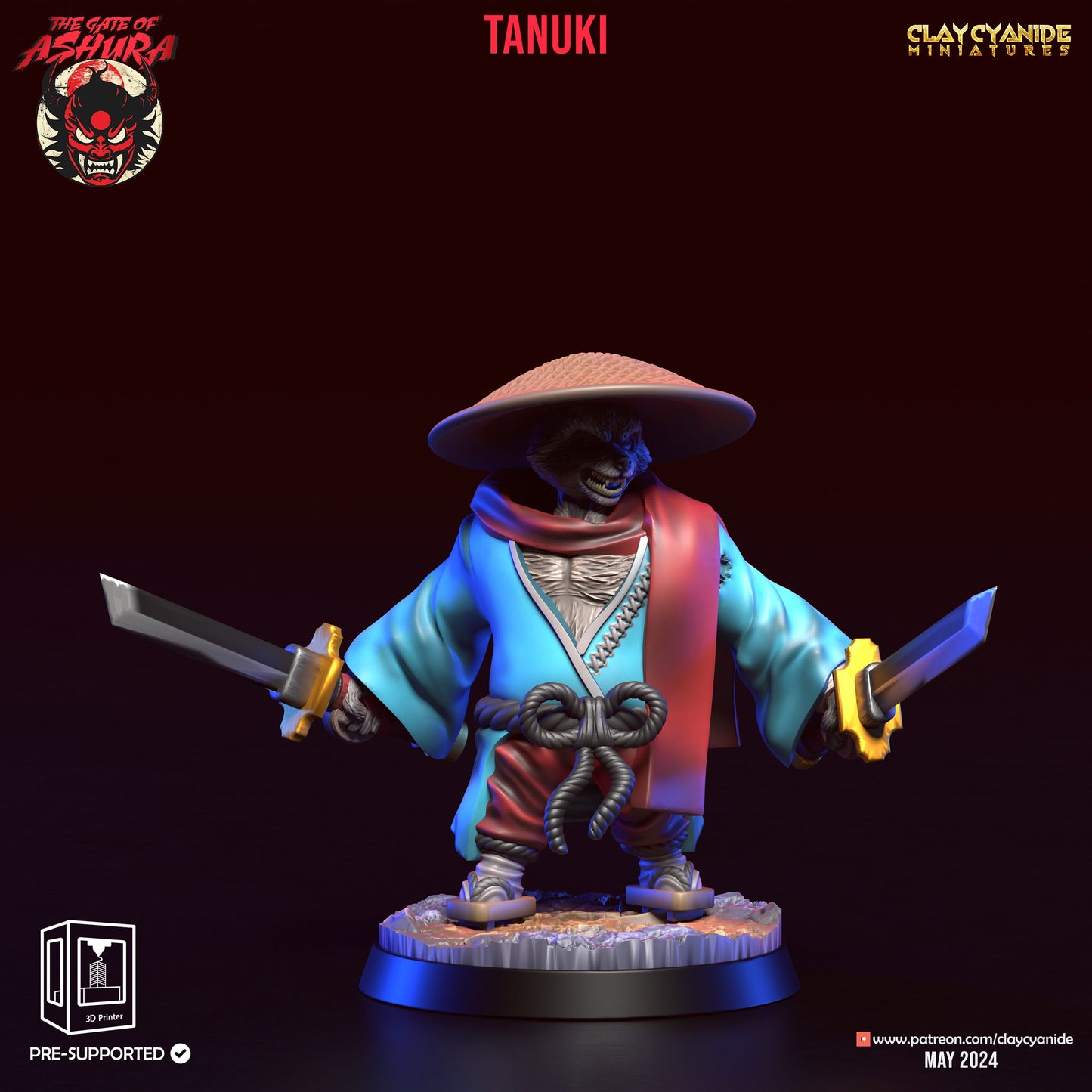 3D Printed Clay Cyanide Tanuki Set The Gate of Ashura 28 32 mm D&D - 3D Printing Boss 