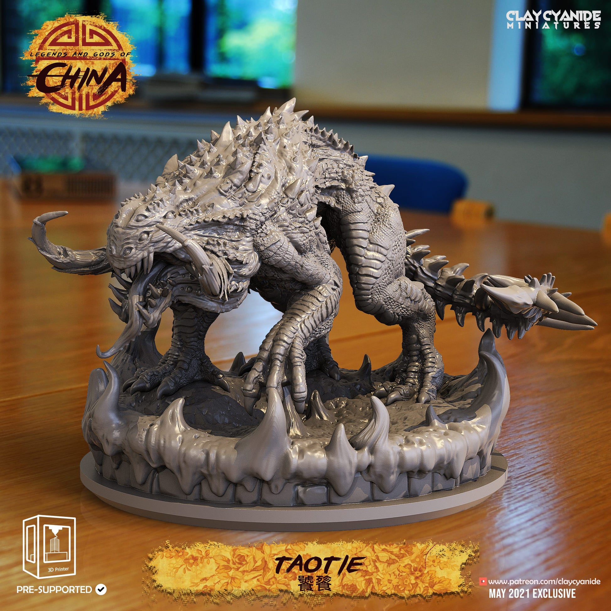 3D Printed Clay Cyanide Tao Tie Legends and Gods Of China 28 32 mm D&D - 3D Printing Boss 