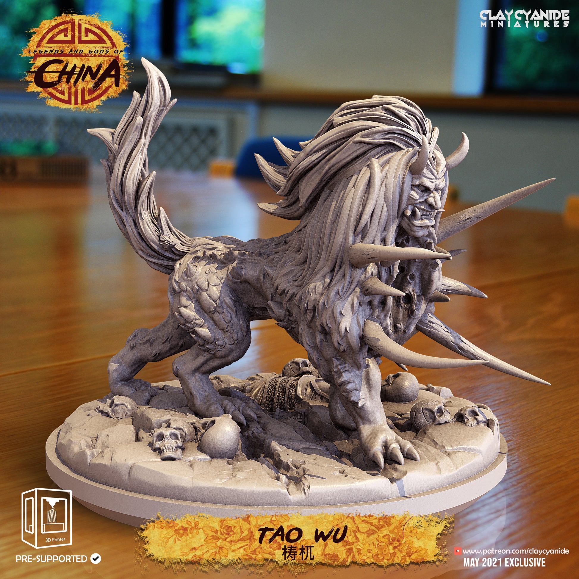 3D Printed Clay Cyanide Tao Wu Legends and Gods Of China 28 32 mm D&D - 3D Printing Boss 