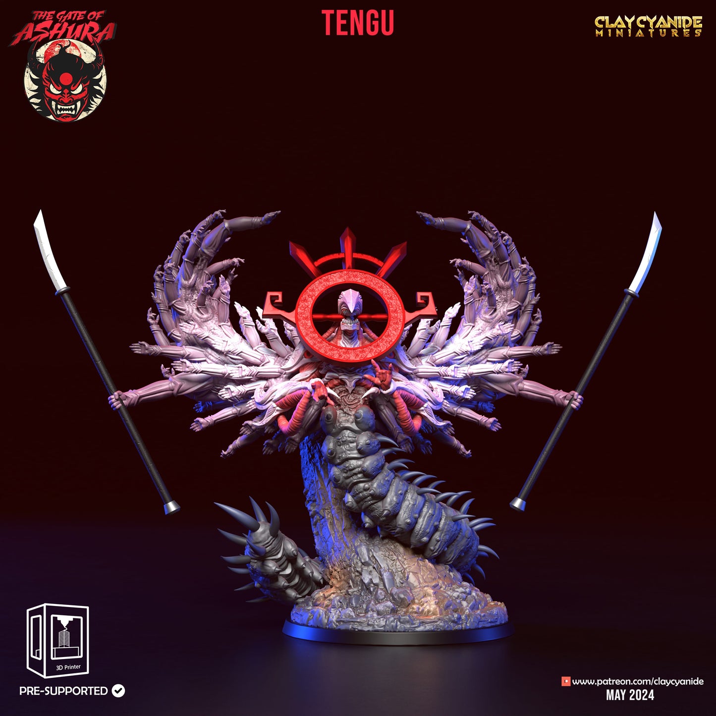 3D Printed Clay Cyanide Tengu The Gate of Ashura 28 32 mm D&D - 3D Printing Boss 