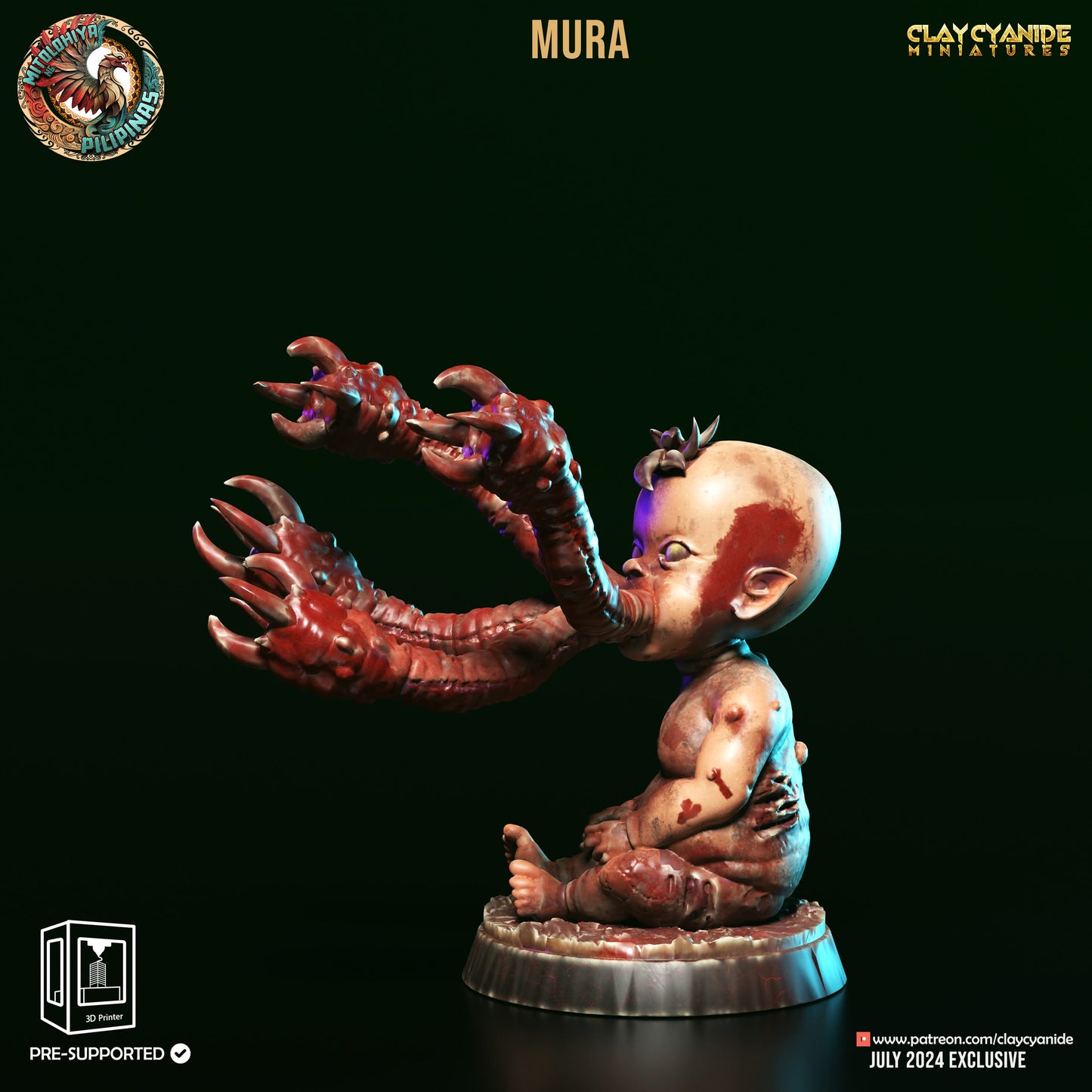 3D Printed Clay Cyanide Tiyanak Philippine Mythology 28 32 mm D&D - 3D Printing Boss 