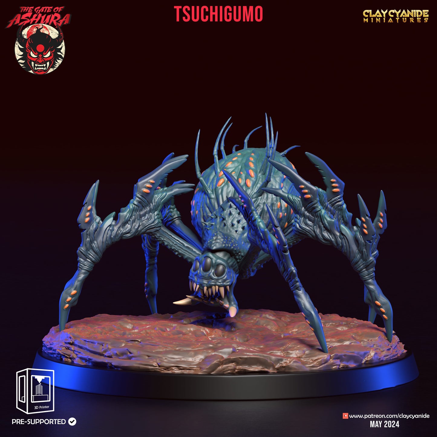 3D Printed Clay Cyanide Tsuchigumo The Gate of Ashura 28 32 mm D&D - 3D Printing Boss 