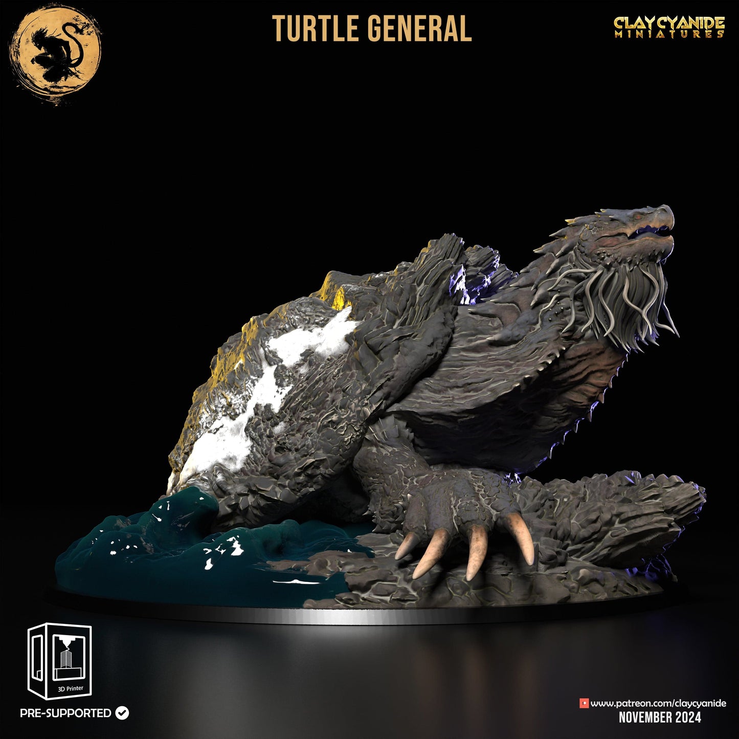3D Printed Clay Cyanide Turtle General Black Myth Wukong 28 32 mm D&D - 3D Printing Boss 