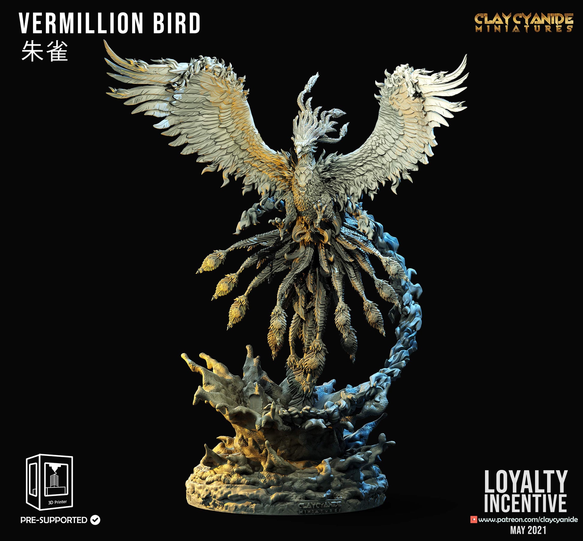 3D Printed Clay Cyanide Vermillion Bird 28mm 32mm D&D - 3D Printing Boss 
