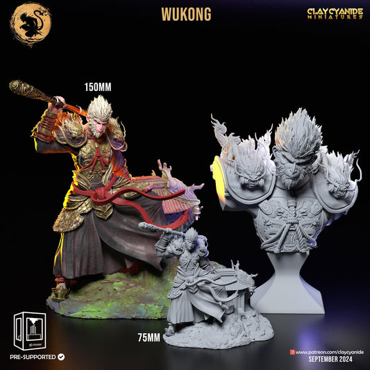 3D Printed Clay Cyanide Wukong Monkey King Black Myth - Wukong Set 28 32 mm D&D - 3D Printing Boss 