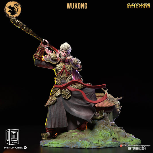 3D Printed Clay Cyanide Wukong Monkey King Black Myth - Wukong Set 28 32 mm D&D - 3D Printing Boss 