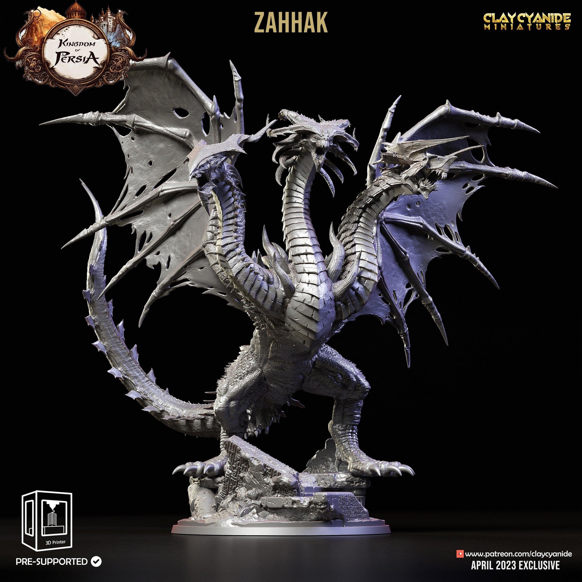 3D Printed Clay Cyanide Zahhak Kingdom of Persia 28 32 mm D&D - 3D Printing Boss 