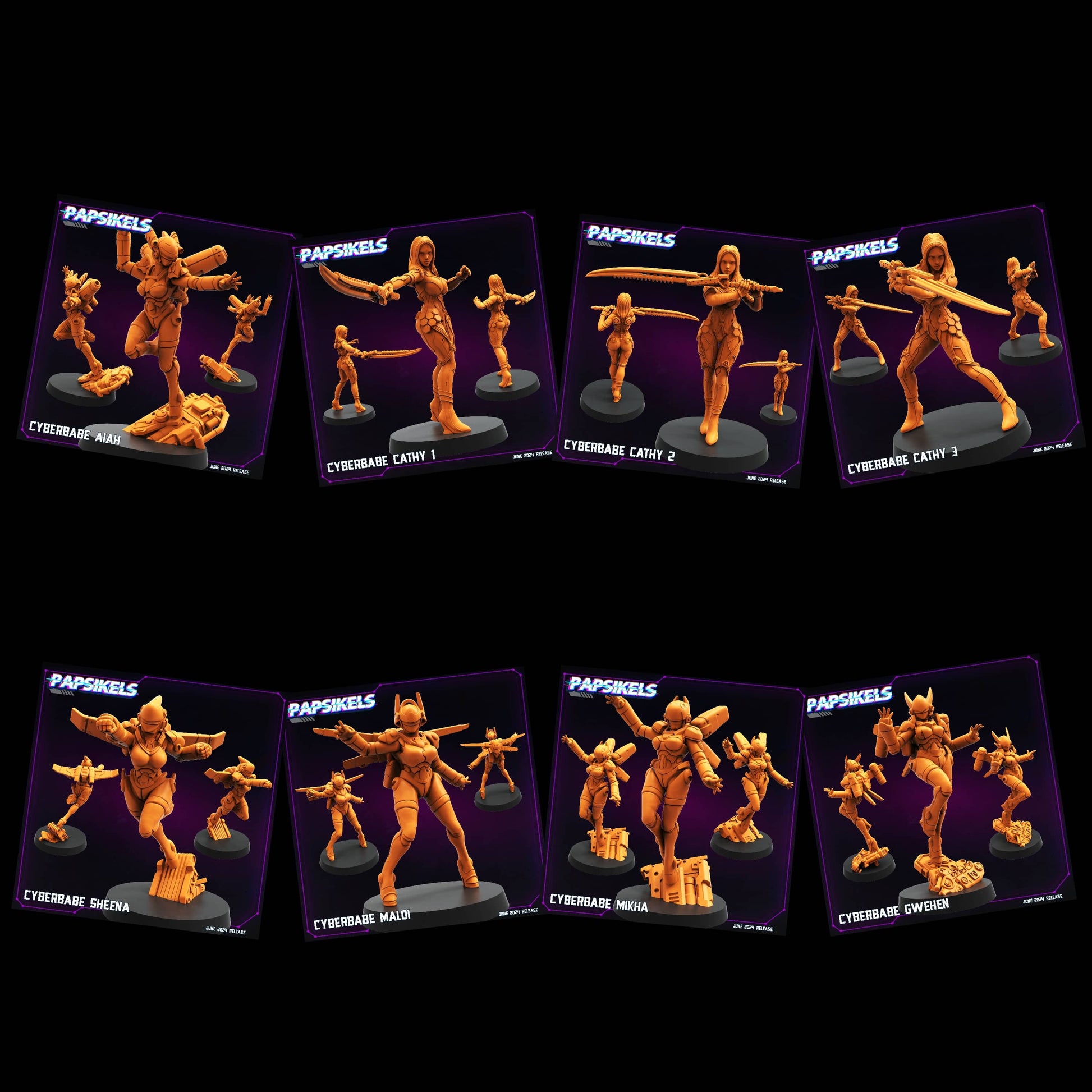 3D Printed Cyberbabe Set JUNE 2024 TRIBES - CYBERPUNK 28mm 32mm - 3D Printing Boss 