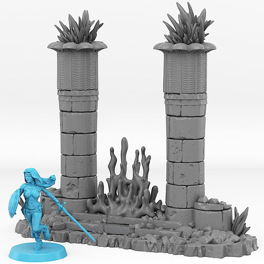 3D Printed Fantastic Plants and Rocks Babylone Portal With Its Magic Water Effect 28mm - 32mm D&D Wargaming - 3D Printing Boss 