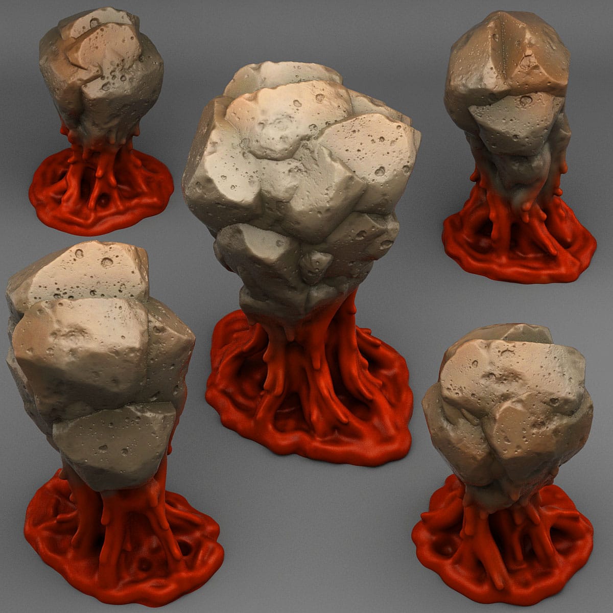 3D Printed Fantastic Plants and Rocks Blood Rocks 28mm - 32mm D&D Wargaming - 3D Printing Boss 