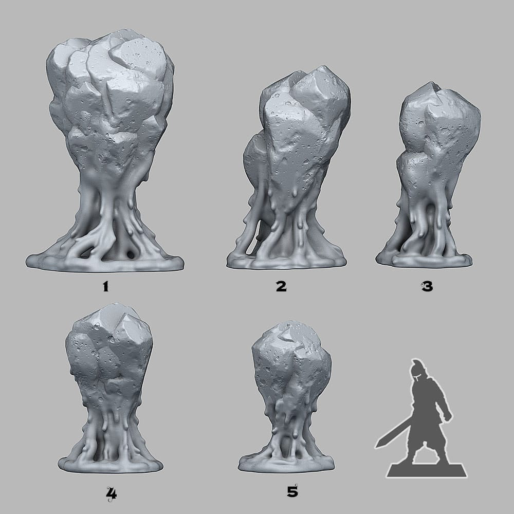 3D Printed Fantastic Plants and Rocks Blood Rocks 28mm - 32mm D&D Wargaming - 3D Printing Boss 