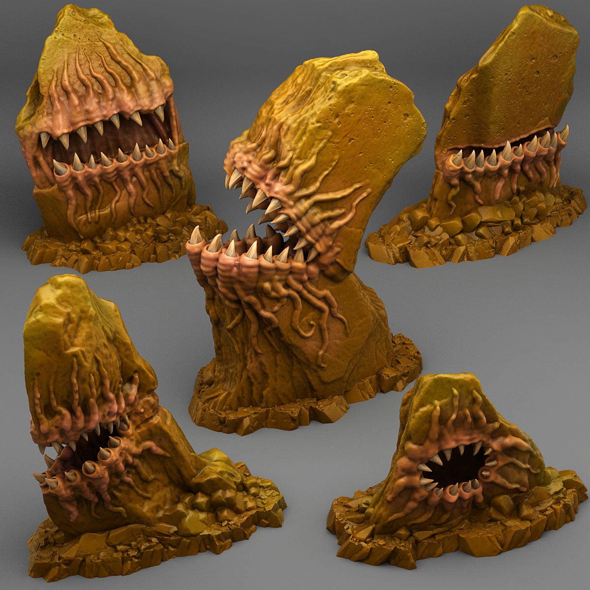 3D Printed Fantastic Plants and Rocks Carnivorous Stones 28mm - 32mm D&D Wargaming - 3D Printing Boss 