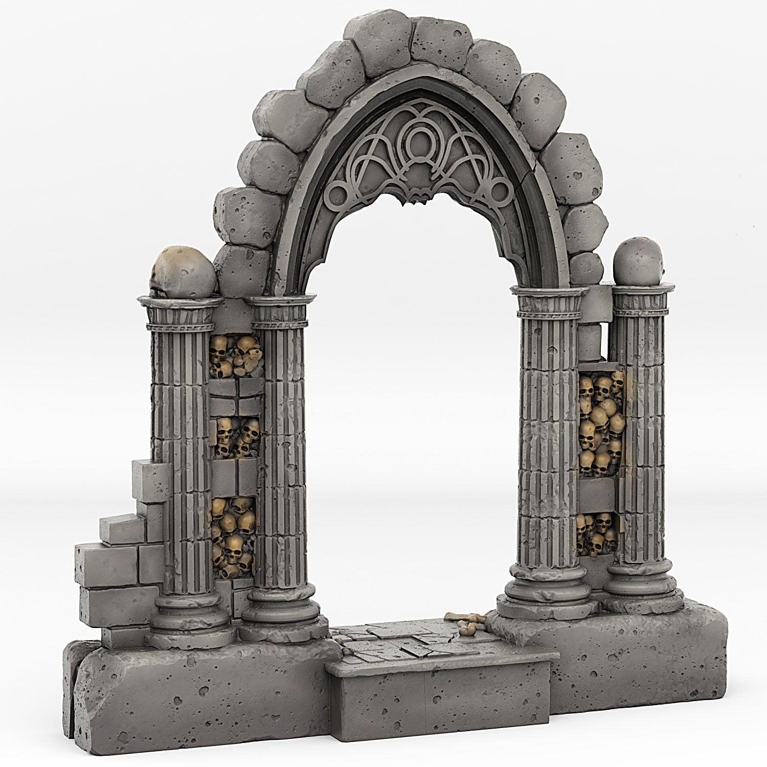 3D Printed Fantastic Plants and Rocks Catacomb Portal With Its Ghost Skulls Effect 28mm - 32mm D&D Wargaming - 3D Printing Boss 