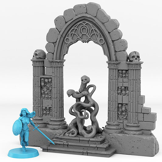 3D Printed Fantastic Plants and Rocks Catacomb Portal With Its Ghost Skulls Effect 28mm - 32mm D&D Wargaming - 3D Printing Boss 