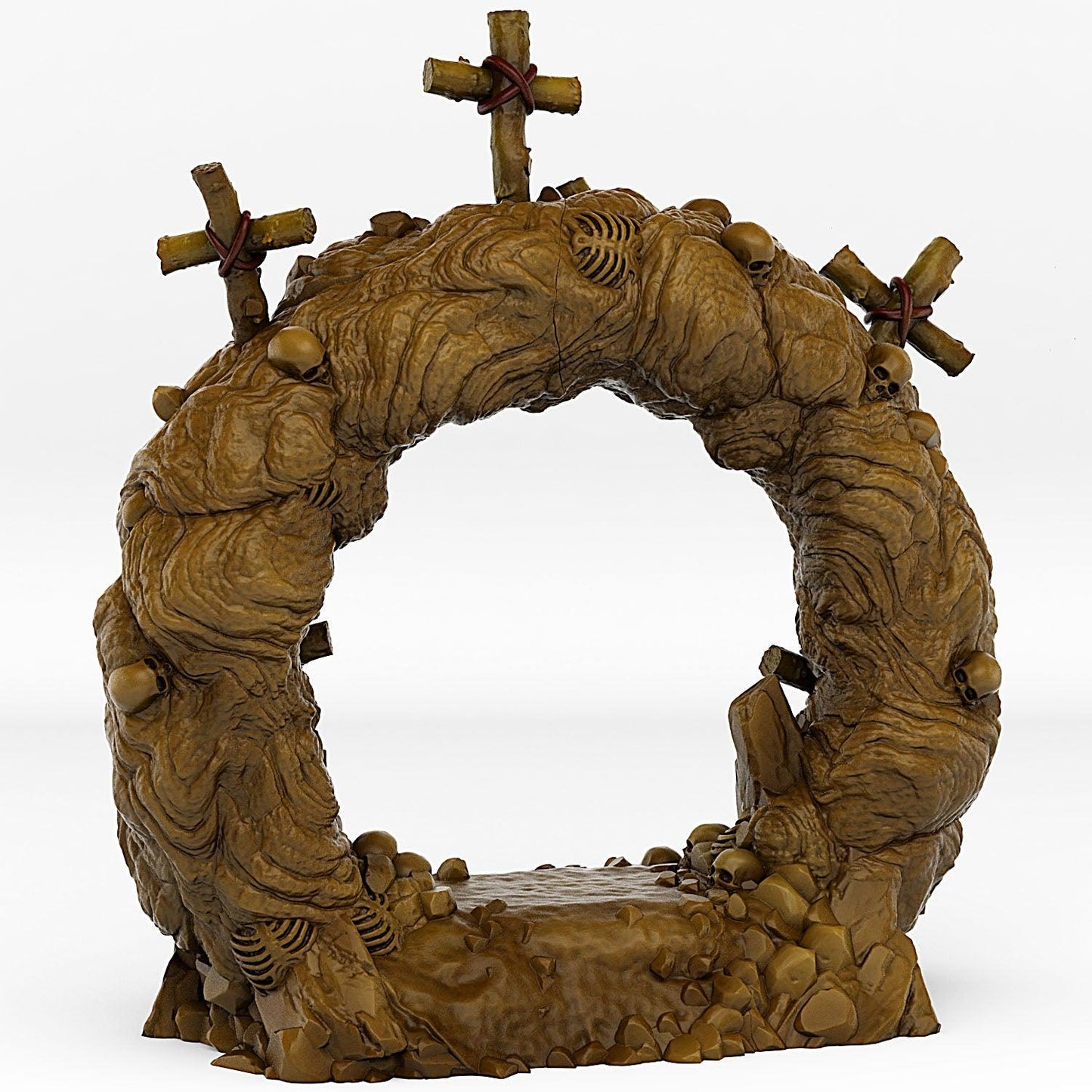 3D Printed Fantastic Plants and Rocks Cemetery Portal With Its Cross Effect 28mm - 32mm D&D Wargaming - 3D Printing Boss 