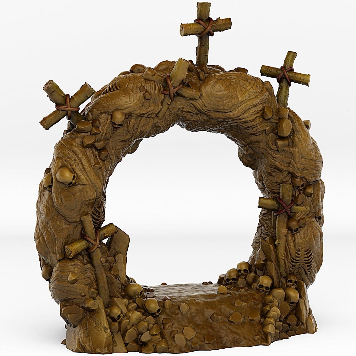 3D Printed Fantastic Plants and Rocks Cemetery Portal With Its Cross Effect 28mm - 32mm D&D Wargaming - 3D Printing Boss 