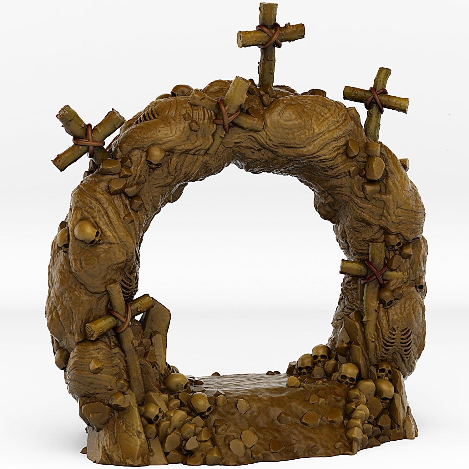 3D Printed Fantastic Plants and Rocks Cemetery Portal With Its Cross Effect 28mm - 32mm D&D Wargaming - 3D Printing Boss 