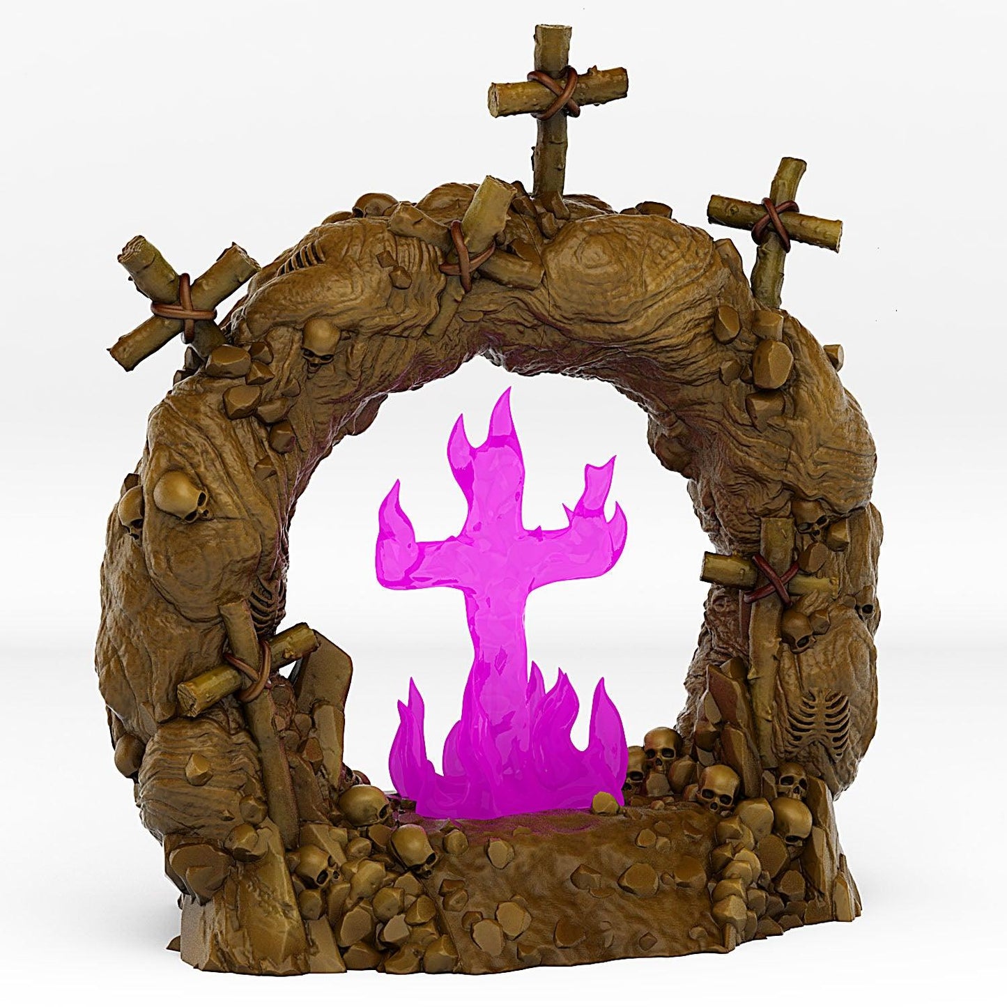 3D Printed Fantastic Plants and Rocks Cemetery Portal With Its Cross Effect 28mm - 32mm D&D Wargaming - 3D Printing Boss 