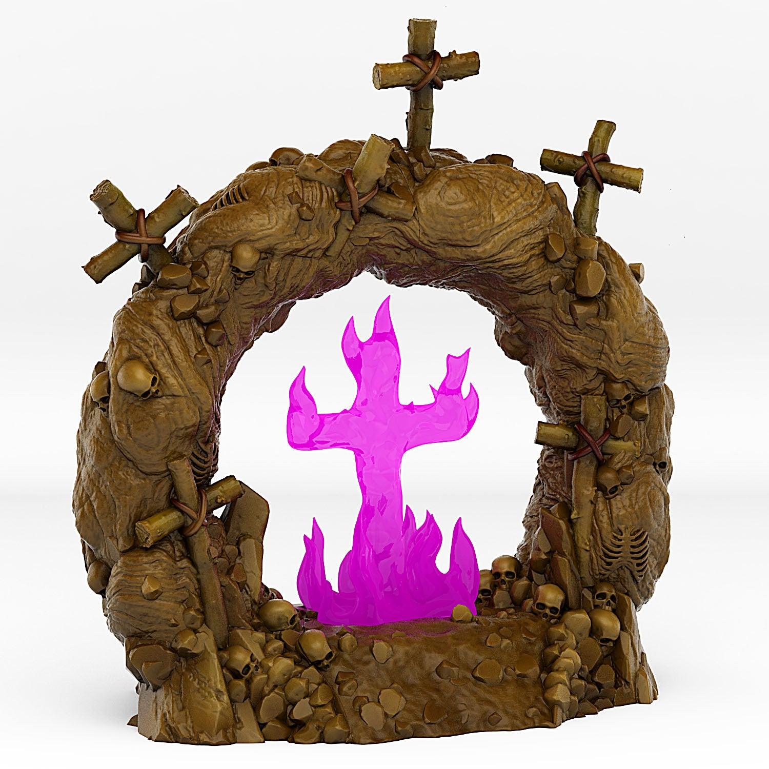 3D Printed Fantastic Plants and Rocks Cemetery Portal With Its Cross Effect 28mm - 32mm D&D Wargaming - 3D Printing Boss 
