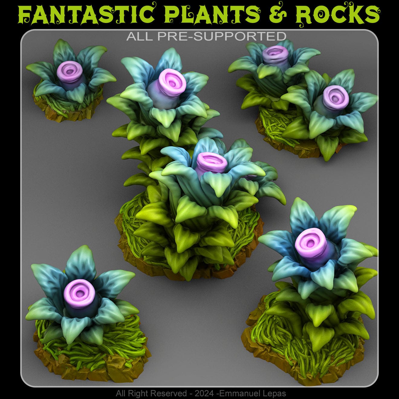 3D Printed Fantastic Plants and Rocks Dangerous Night Plants 28mm - 32mm D&D Wargaming - 3D Printing Boss 