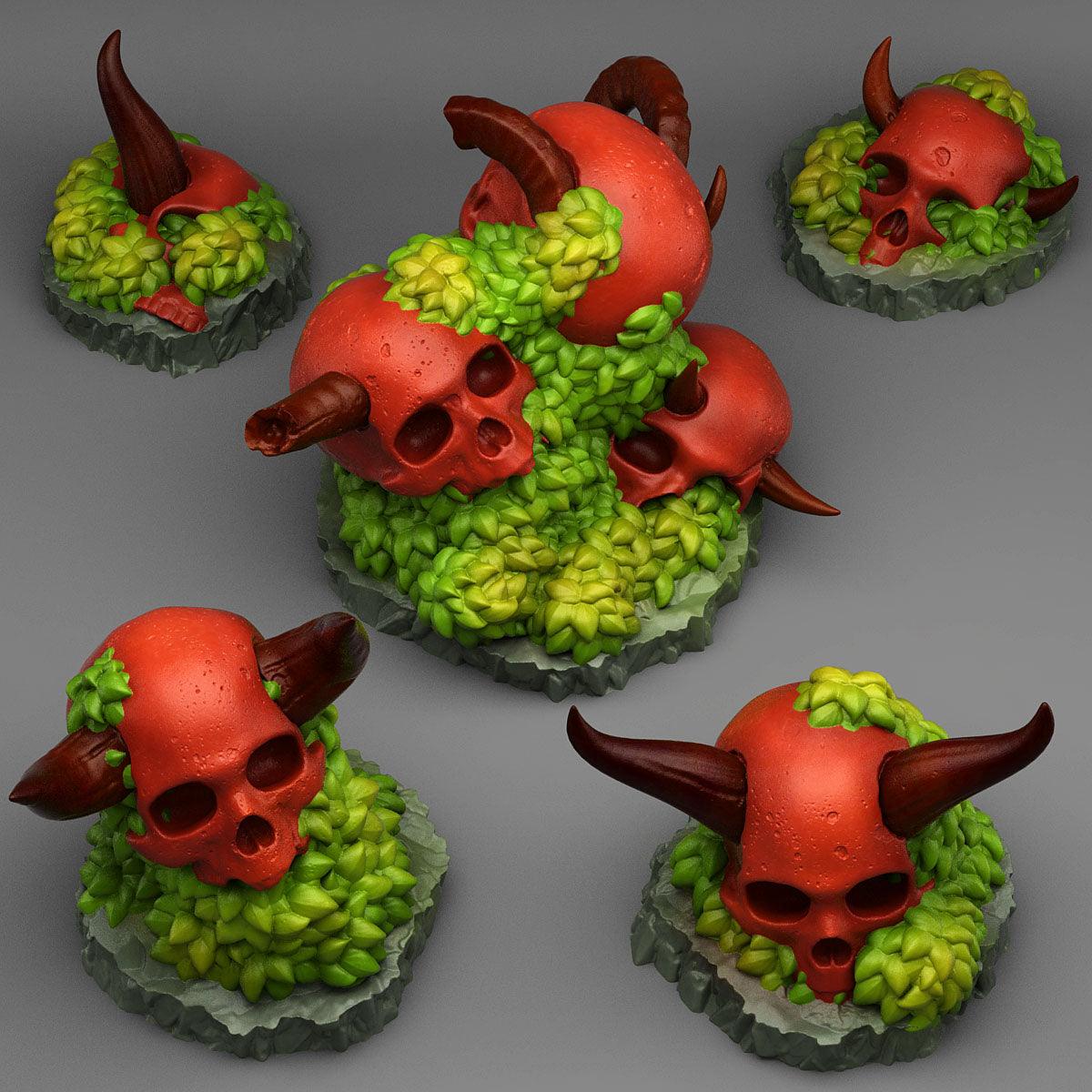 3D Printed Fantastic Plants and Rocks Devil Skulls 28mm - 32mm D&D Wargaming - 3D Printing Boss 