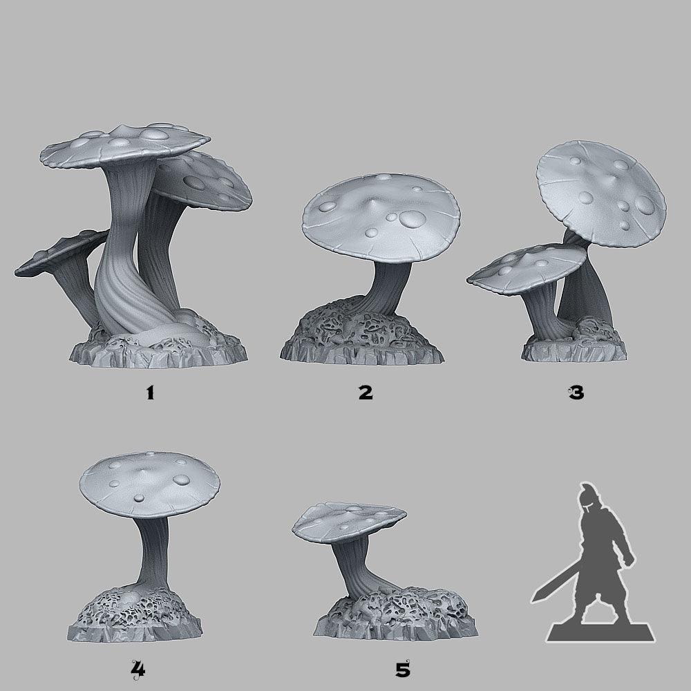 3D Printed Fantastic Plants and Rocks Fantasy Mushrooms 28mm - 32mm D&D Wargaming - 3D Printing Boss 