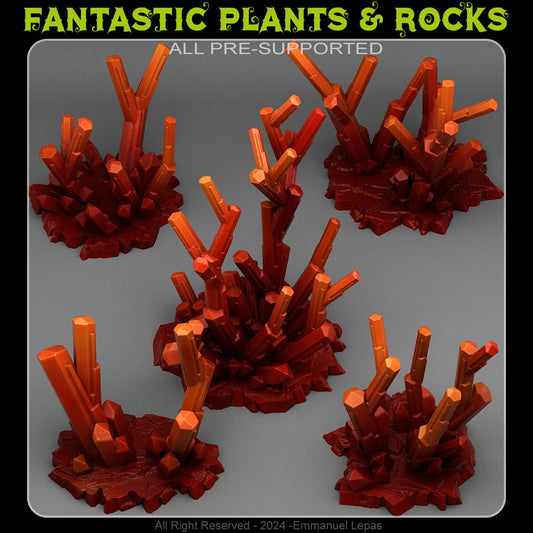 3D Printed Fantastic Plants and Rocks Fire Crystals 28mm - 32mm D&D Wargaming - 3D Printing Boss 