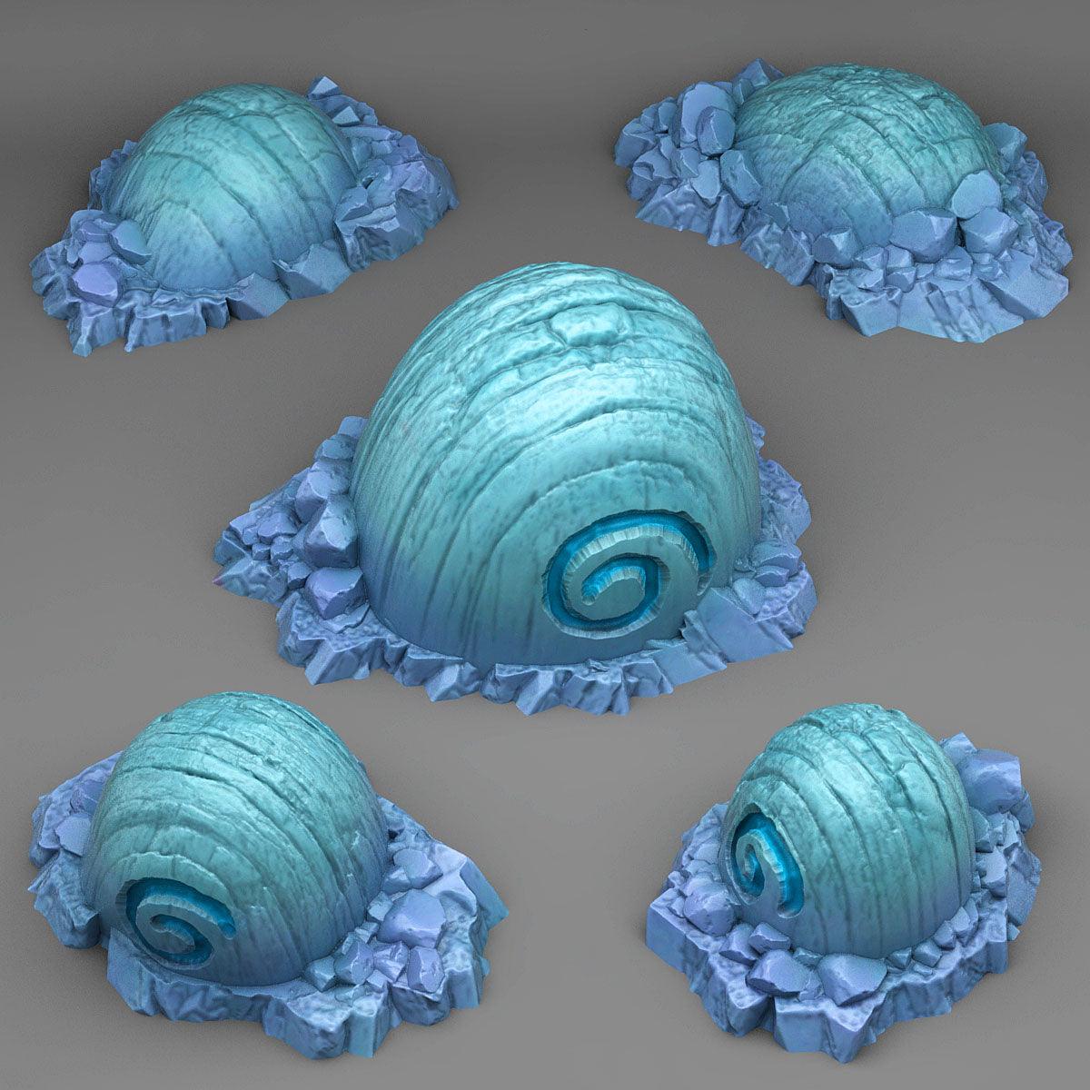 3D Printed Fantastic Plants and Rocks Fossilised Ice Snails 28mm - 32mm D&D Wargaming - 3D Printing Boss 