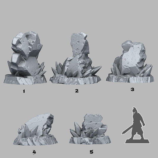 3D Printed Fantastic Plants and Rocks Frozen Rocks 28mm - 32mm D&D Wargaming - 3D Printing Boss 