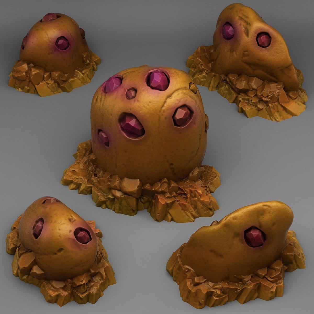 3D Printed Fantastic Plants and Rocks Gold Gemstones 28mm - 32mm D&D Wargaming - 3D Printing Boss 