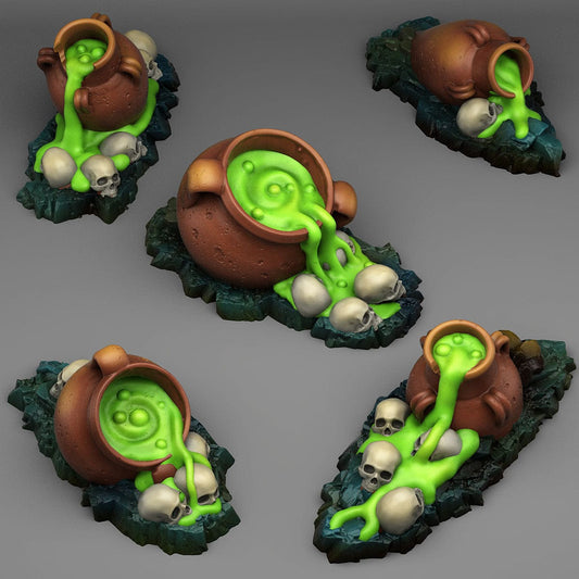 3D Printed Fantastic Plants and Rocks Haunted Witches Cauldrons 28mm - 32mm D&D Wargaming - 3D Printing Boss 