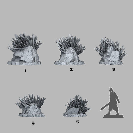 3D Printed Fantastic Plants and Rocks Mountain Grass 28mm - 32mm D&D Wargaming - 3D Printing Boss 