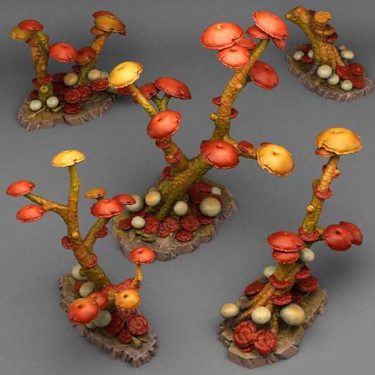 3D Printed Fantastic Plants and Rocks Mushrooms Trees 28mm - 32mm D&D Wargaming - 3D Printing Boss 