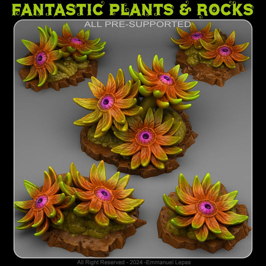 3D Printed Fantastic Plants and Rocks Mystic Eye Flowers 28mm - 32mm D&D Wargaming - 3D Printing Boss 