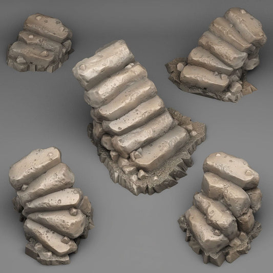 3D Printed Fantastic Plants and Rocks Natural Stone Stairs 28mm - 32mm D&D Wargaming - 3D Printing Boss 