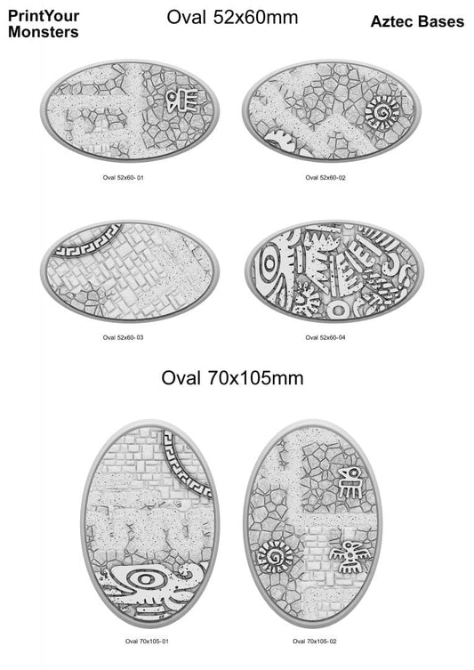 3D Printed Fantastic Plants and Rocks Oval Bases Aztec Bases 28mm - 32mm D&D Wargaming - 3D Printing Boss 
