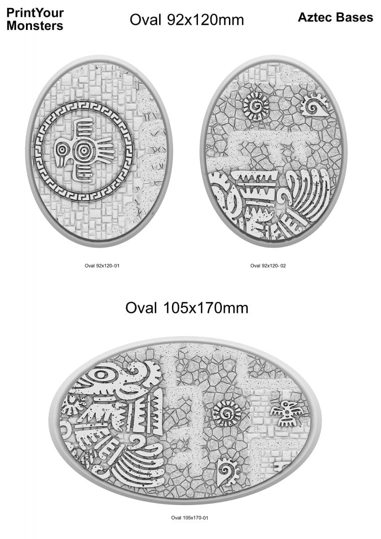 3D Printed Fantastic Plants and Rocks Oval Bases Aztec Bases 28mm - 32mm D&D Wargaming - 3D Printing Boss 